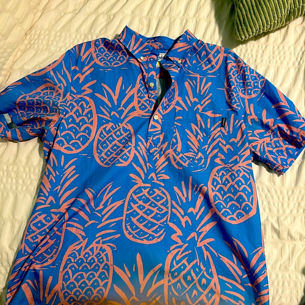 Chubbies blue/pink 3 button pullover large